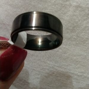 Black steel wedding band ring size 8 nwt (sku 143)